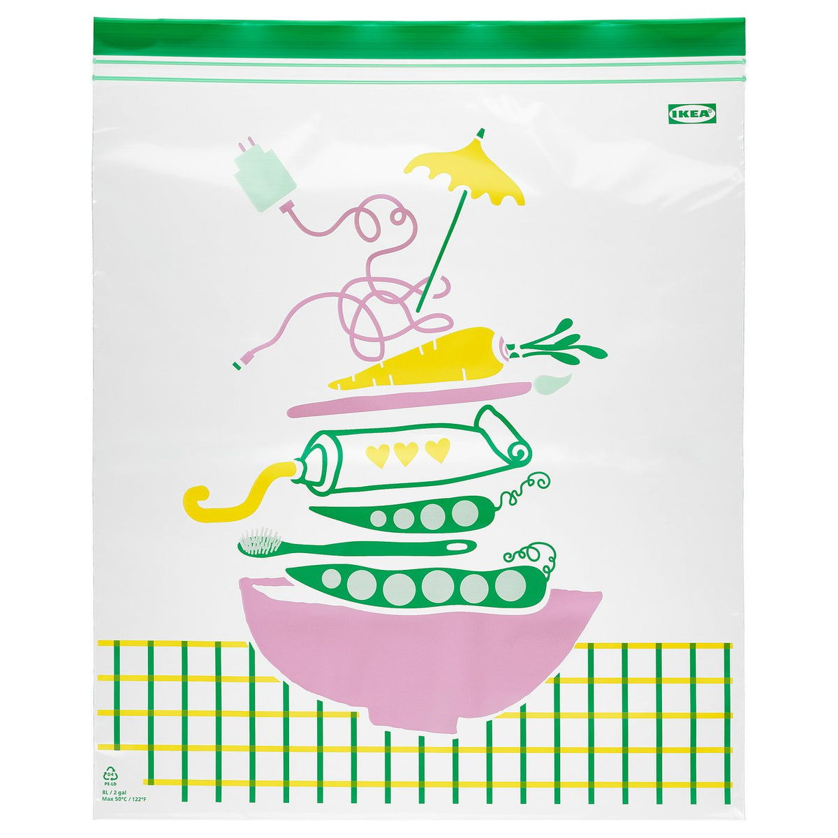 ISTAD resealable bag, multicolour/patterned, 8.0 l, 15 pack