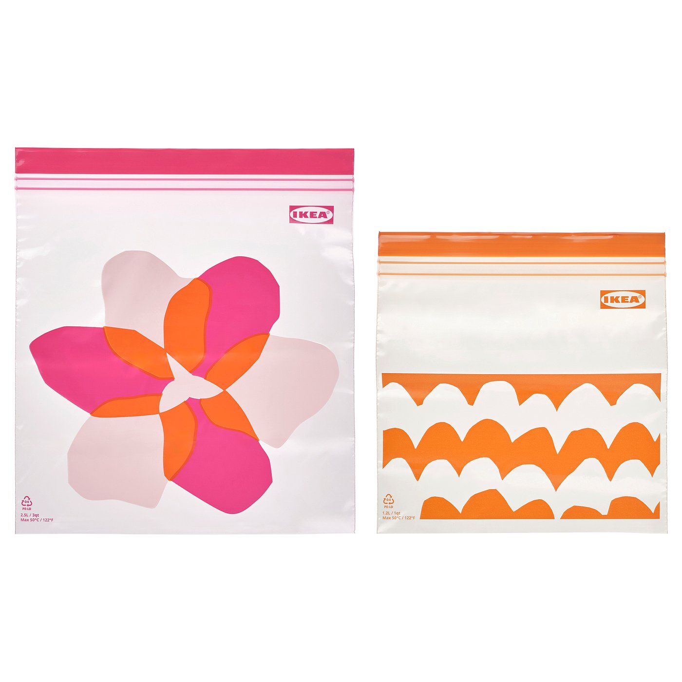 ISTAD resealable bag, pink/orange, 2.5/1.2 l, 50 pack
