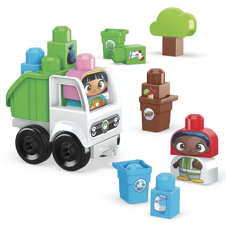 MEGA BLOKS Fisher-Price Toddler Building Blocks, Green Town Sort and Recycle Squad With 2 Figures - best price from Maltashopper.com HDL06