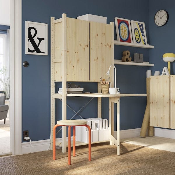 Ikea IVAR - 1 sec/storage unit w foldable table, pine, 89x30x179 cm