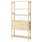 IVAR 1 section, pine/with 5 shelves with 2 drawers, 89x30x179 cm