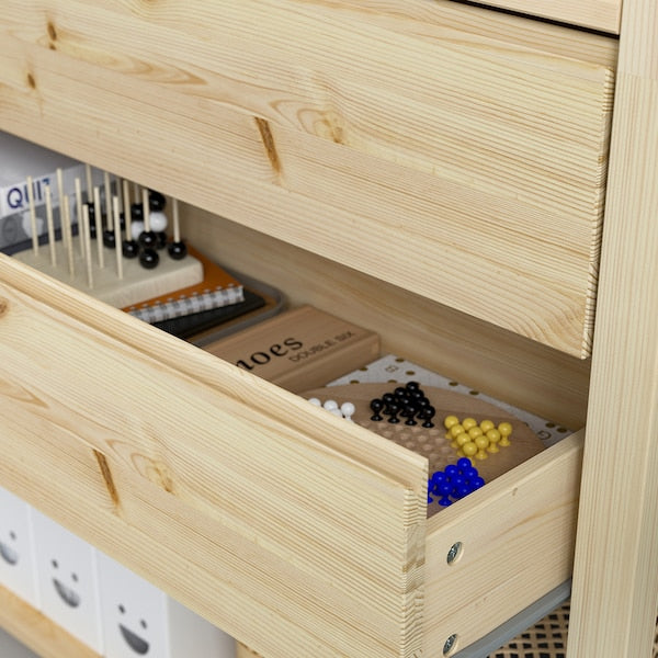 IVAR - 1 section, pine/with 5 shelves with 2 drawers, 89x30x179 cm