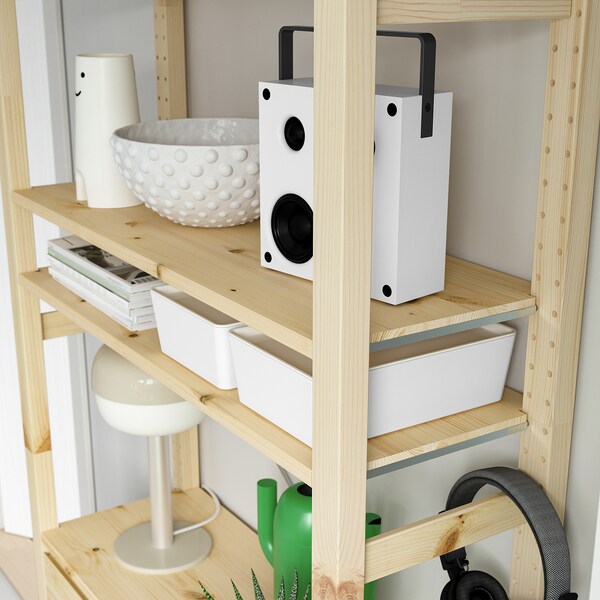 IVAR - 1 section, pine/with 5 shelves with 2 drawers, 89x30x179 cm