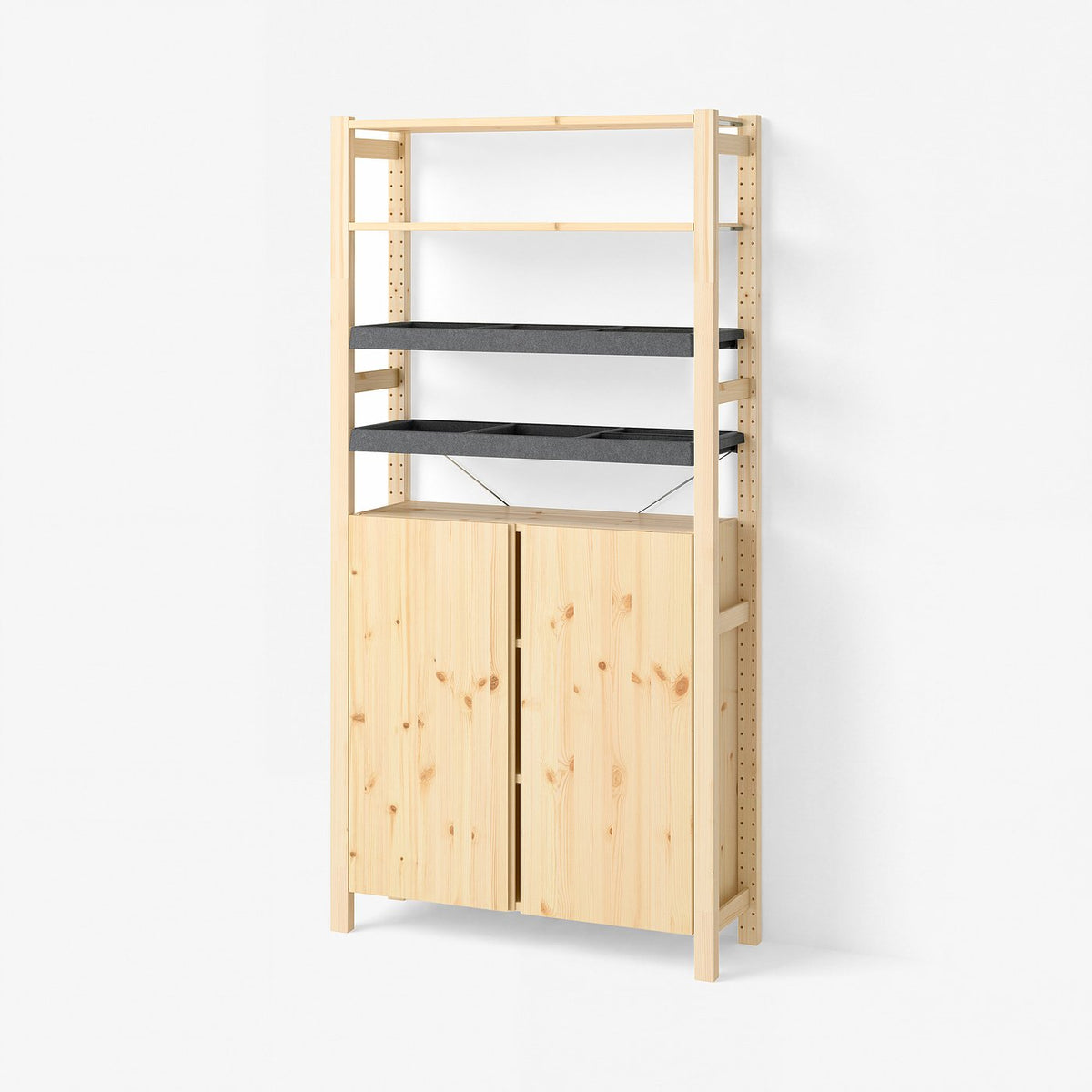 IVAR 1 section/shelves/cabinet, pine/felt, 89x30x179 cm