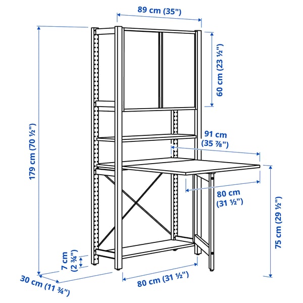 IVAR - 1 sec/foldable table/sliding door, pine/felt, 89x30x179 cm