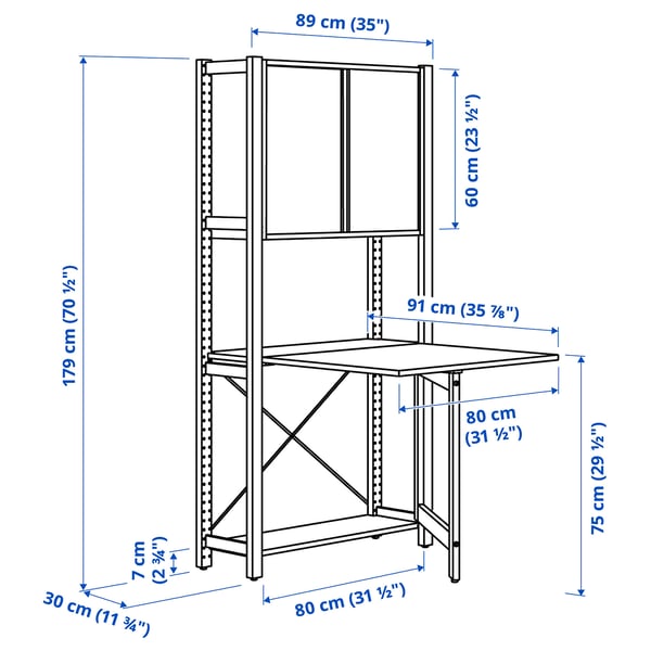 IVAR - IVAR 1 sec/foldable table/sliding door, pine, 89x30x179 cm