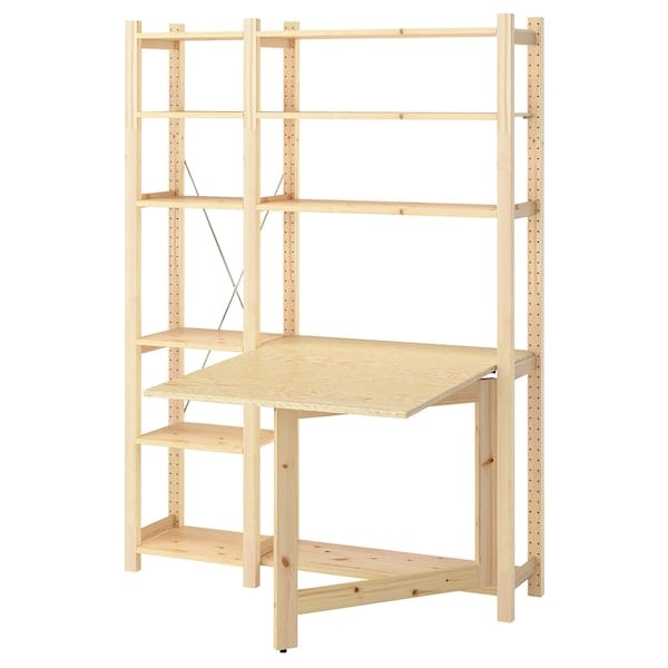 IVAR 2 sec/storage unit w foldable table, 134x95x179 cm