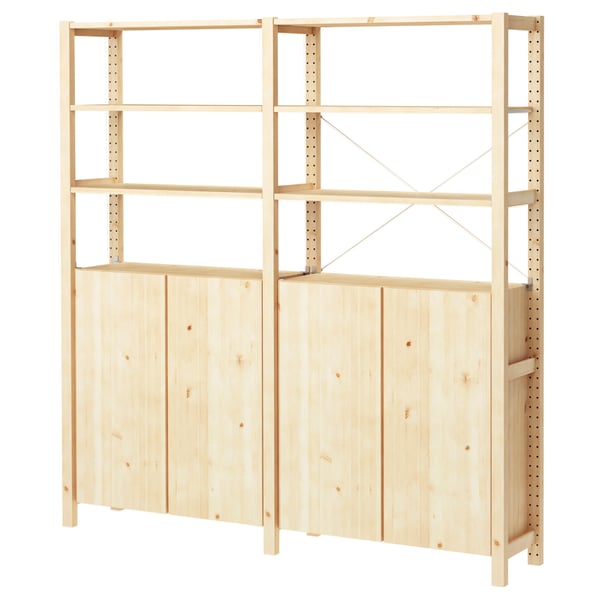 IVAR 2 sections/shelves/cabinet, pine, 174x30x179 cm