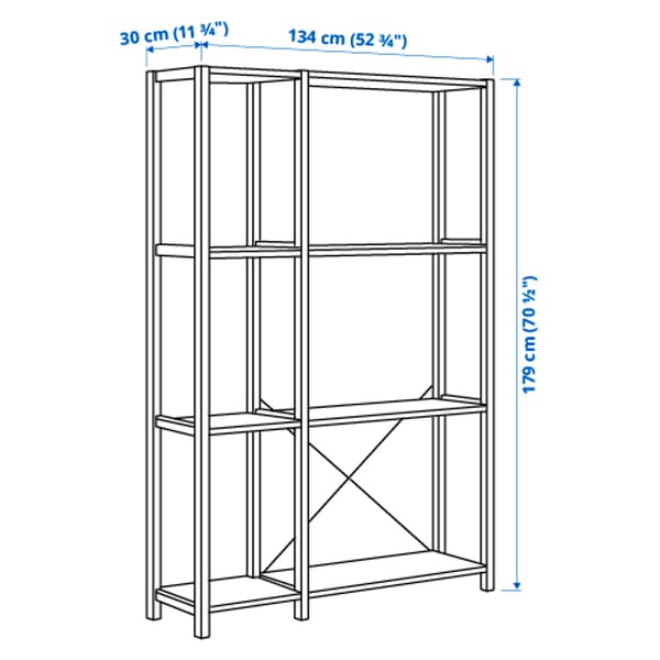 IVAR - IVAR 2 sections/shelves, pine, 134x30x179 cm