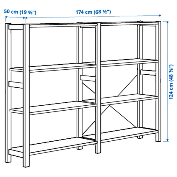 IVAR - IVAR 2 sections/shelves, pine, 174x50x124 cm