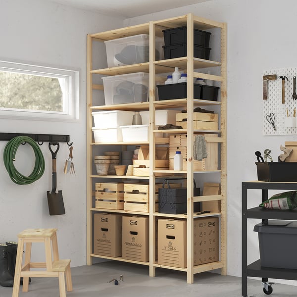 IVAR - IVAR 2 sections/shelves, pine, 134x50x226 cm
