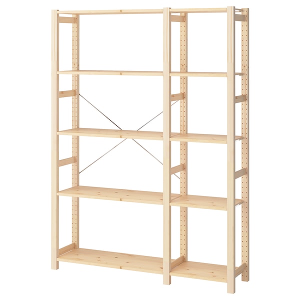 IVAR - 2 sections/shelves, pine, 134x30x179 cm