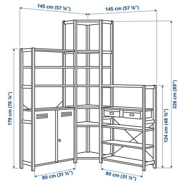 IVAR - 3 sections/corner, pine/white, ,