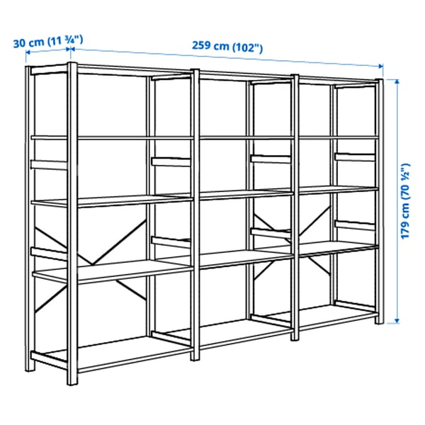 IVAR - IVAR 3 sections/shelves, pine, 259x30x179 cm