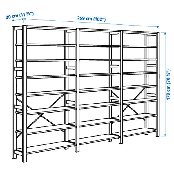 IVAR - IVAR 3 sections/shelves, pine, 259x30x179 cm