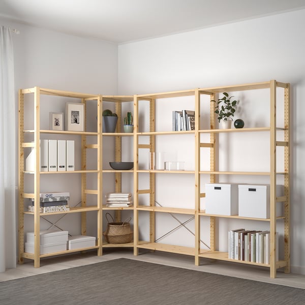 IVAR 4 sections/corner, pine, 229/144x30x179 cm