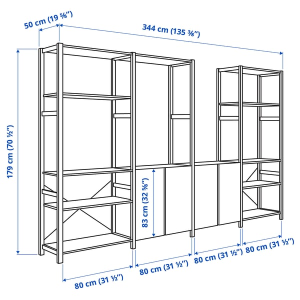 IVAR - IVAR 4 sections/shelves, pine, 344x50x179 cm
