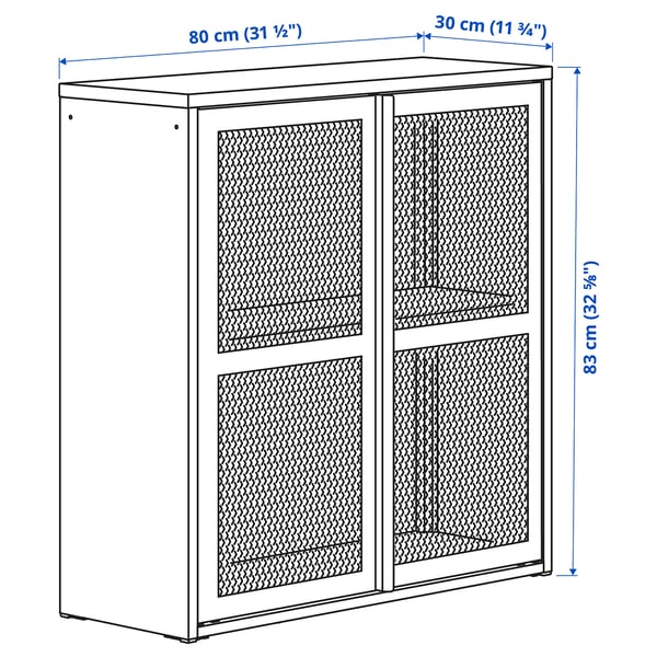 IVAR cabinet with doors, grey-green mesh, 80x83 cm