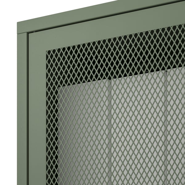 IVAR - Cabinet with doors, grey-green mesh, 160x30x83 cm