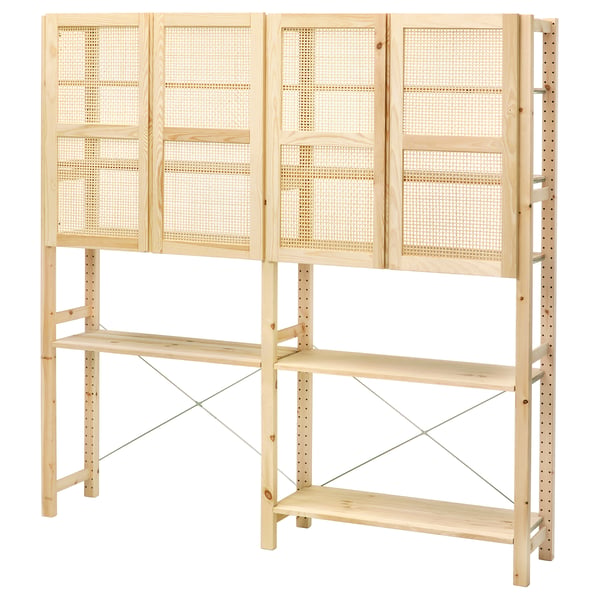 IVAR storage combination with doors, pine, 174x30x179 cm