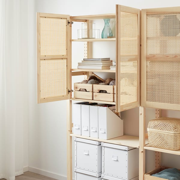 IVAR storage combination with doors, pine, 174x30x179 cm
