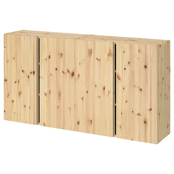 IVAR wall cabinet with doors, pine, 160x30x83 cm