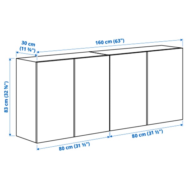 IVAR - IVAR Wall cabinet with doors, pine, 160x30x83 cm