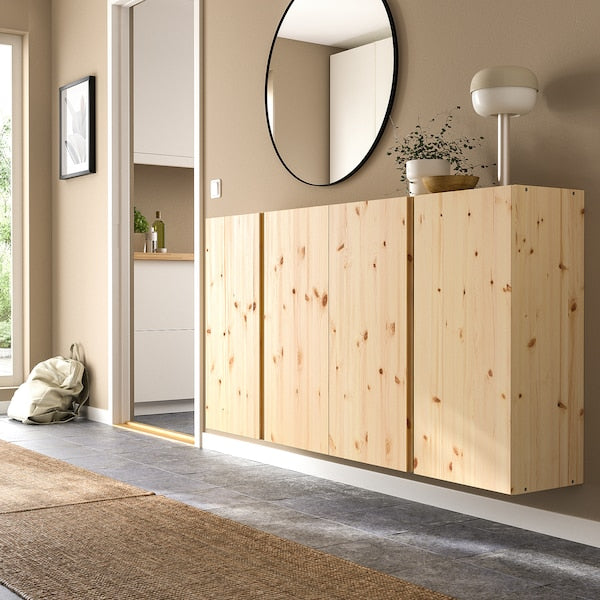 IVAR - Wall cabinet with doors, pine, 160x30x83 cm