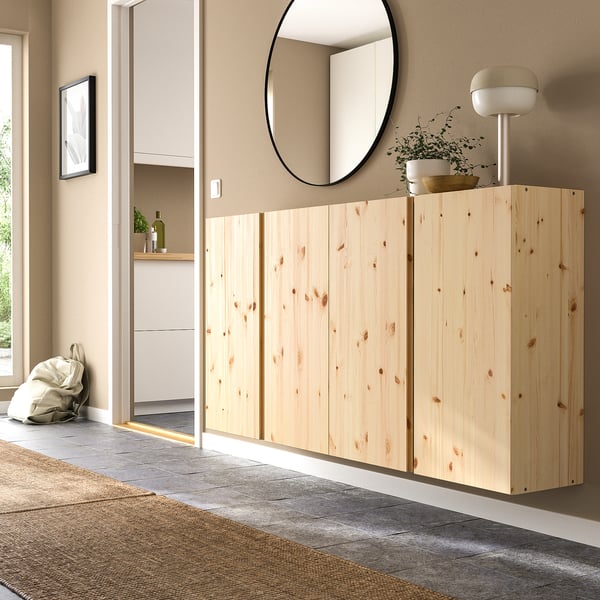IVAR wall cabinet with doors, pine, 160x30x83 cm
