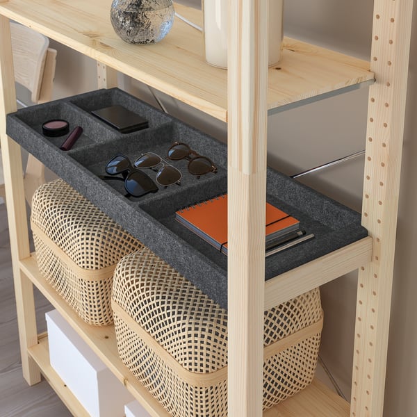 IVAR shelf, dark grey/felt, 83x30 cm
