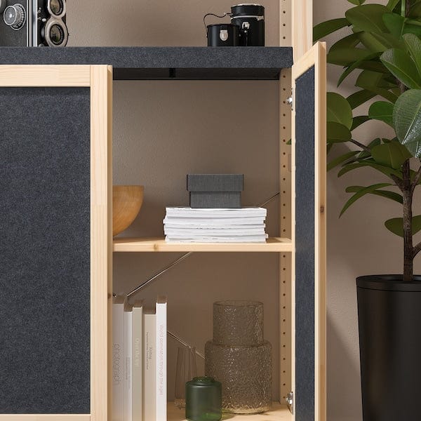 Ikea IVAR - Shelving unit, with 2 doors pine/felt felt, 89x30x179 cm