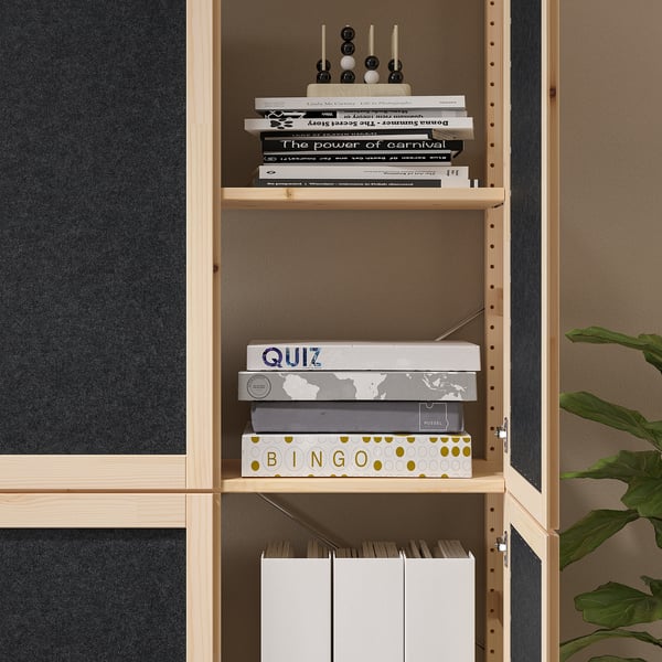 IVAR - IVAR Shelving unit, with 4 doors pine/felt, 89x30x179 cm