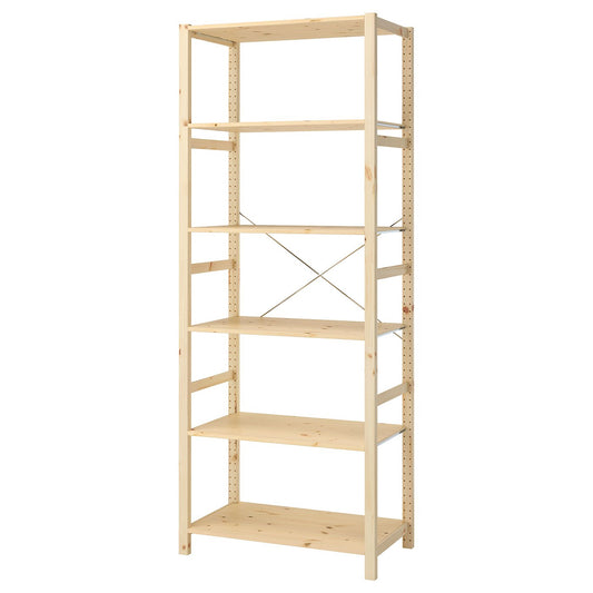 IVAR shelving unit, with 6 shelves/pine, 89x226x50 cm