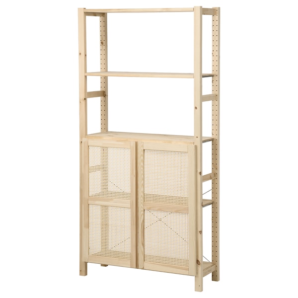 IVAR - Shelving unit with doors, with 2 doors/pine, 89x30x179 cm