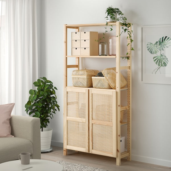 IVAR - Shelving unit with doors, with 2 doors/pine, 89x30x179 cm