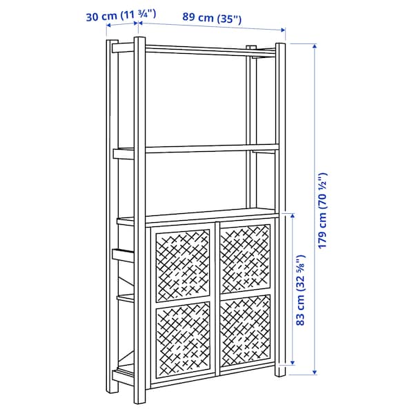 IVAR - Shelving unit with doors, with 2 doors/pine, 89x30x179 cm