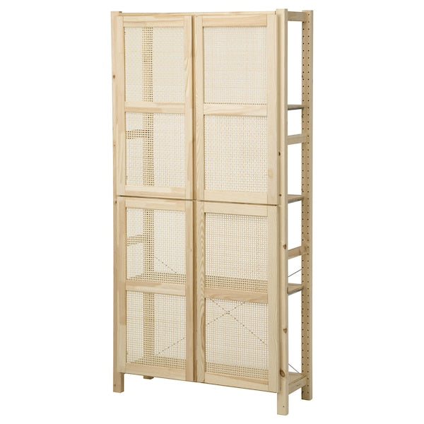 IVAR - Shelving unit with doors, with 4 doors/pine, 89x30x179 cm