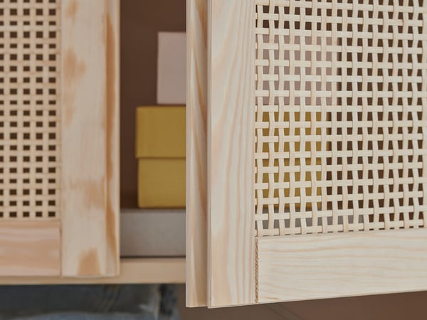 IVAR shelving unit with doors, pine, 259x30x226 cm