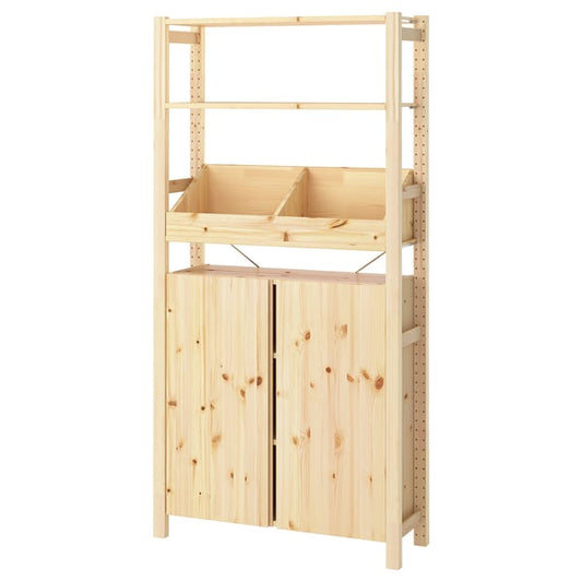 IVAR - Shelf, with container/pine, 89x30x179 cm