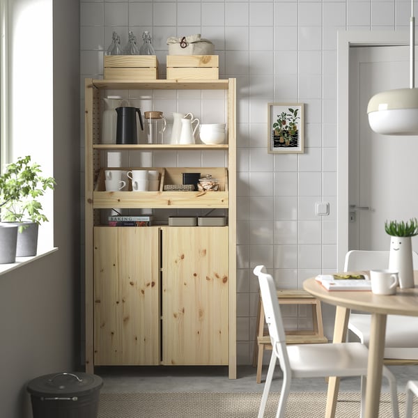 IVAR shelving unit, with box shelf/pine, 89x30x179 cm