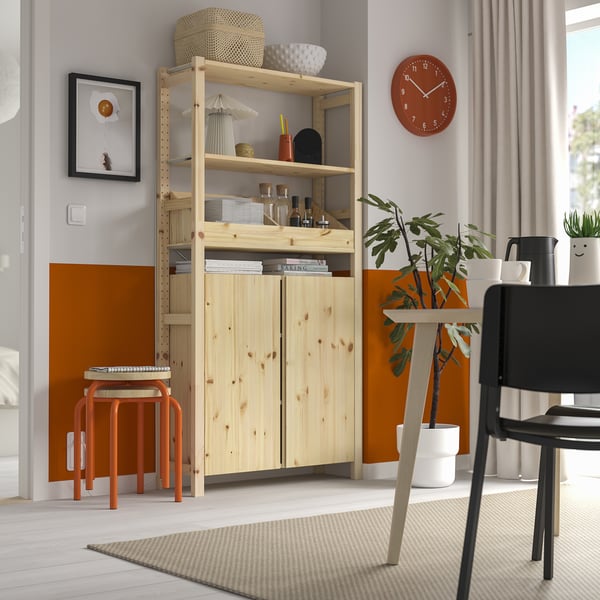 IVAR shelving unit, with box shelf/pine, 89x30x179 cm
