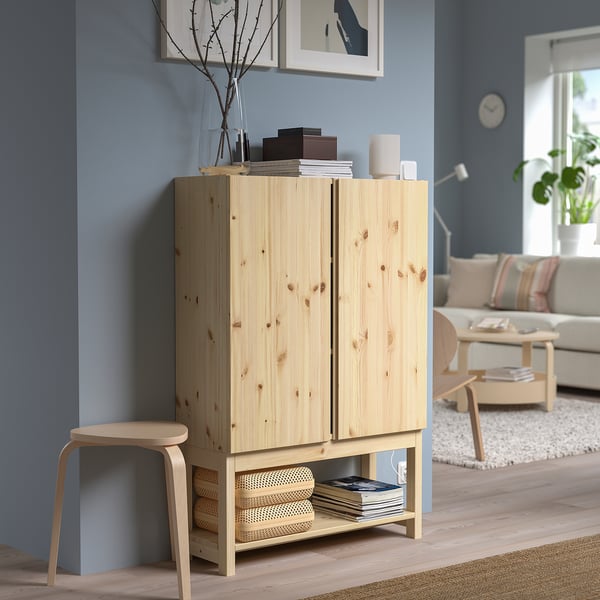 IVAR - Shelving unit with cabinet, pine, 80x30x120 cm