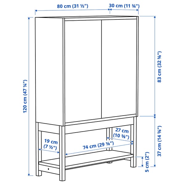 IVAR - Shelving unit with cabinet, pine, 80x30x120 cm