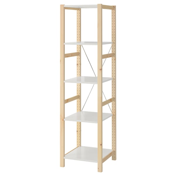 IVAR - IVAR Shelving unit, pine/metal white, 48x50x179 cm