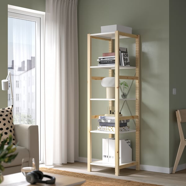 IVAR - IVAR Shelving unit, pine/metal white, 48x50x179 cm