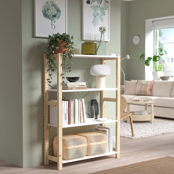 IVAR - IVAR Shelving unit, pine/metal white, 89x30x124 cm