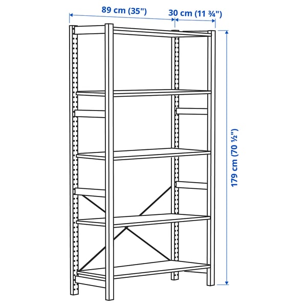 IVAR shelving unit, pine, 89x30x179 cm