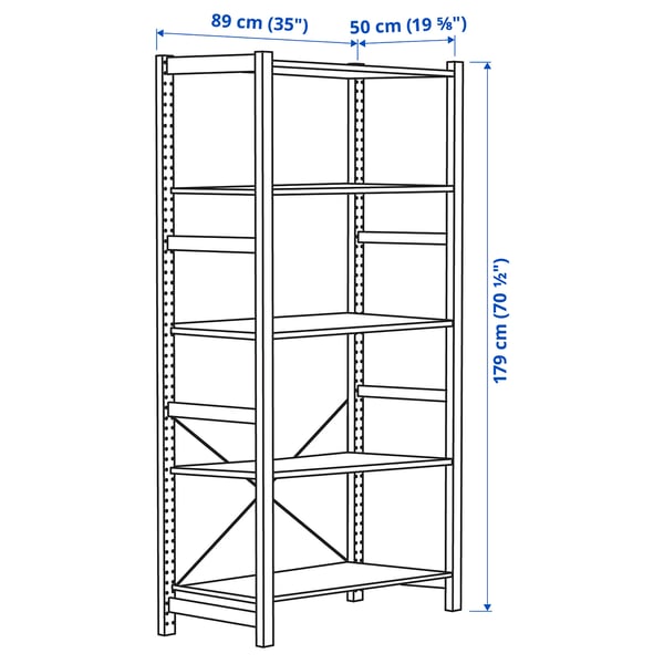 IVAR shelving unit, pine, 89x50x179 cm