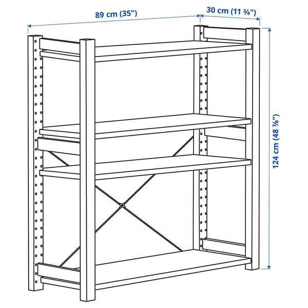 IVAR - IVAR Shelving unit, pine, 89x30x124 cm