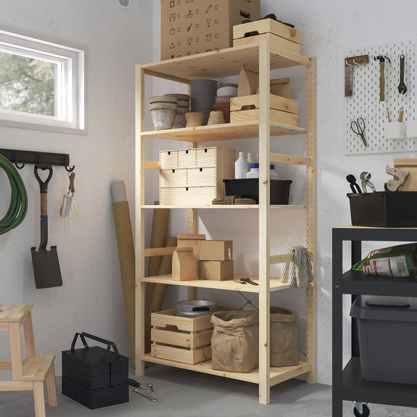 IVAR shelving unit, pine, 89x50x179 cm